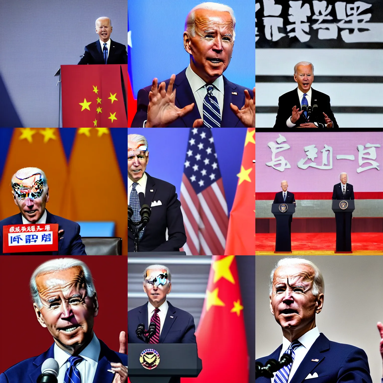 Prompt: Joe Biden as a leader of chinese communist party, giving speech