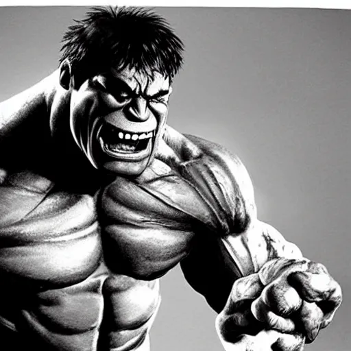 Prompt: old black and white photo of hulk eating a chicken, photorealistic, real