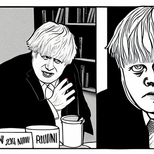 Image similar to boris johnson in junji ito style