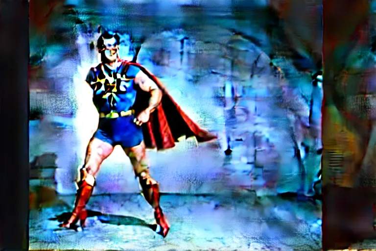 Image similar to rock hudson playing superman in, superhero, dynamic, 3 5 mm lens, heroic, studio lighting, in colour