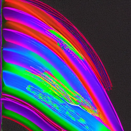 Image similar to a CFD Simulation of a spaceshuttle, Colourful, Multiphase flow