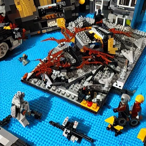 Image similar to the end of the world in lego, apocalypse. sci - fi. beautiful.