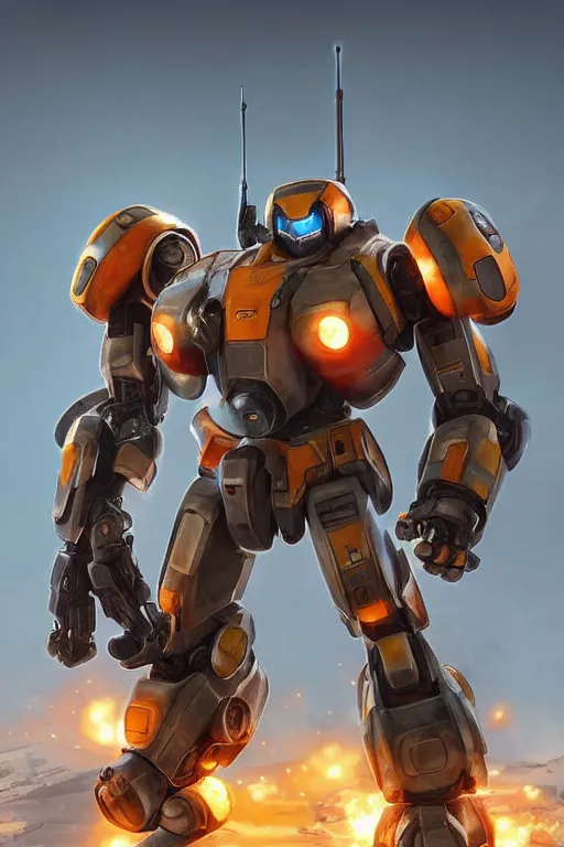 Image similar to mechwarrior 5 : mercenaries mech megaman transformer robot boss tank engine game octane render, 4 k, hd 2 0 2 2 3 d cgi rtx hdr style chrome reflexion glow fanart, global illumination ray tracing hdr fanart arstation by ian pesty by jesper ejsing pixar and disney unreal zbrush central hardmesh