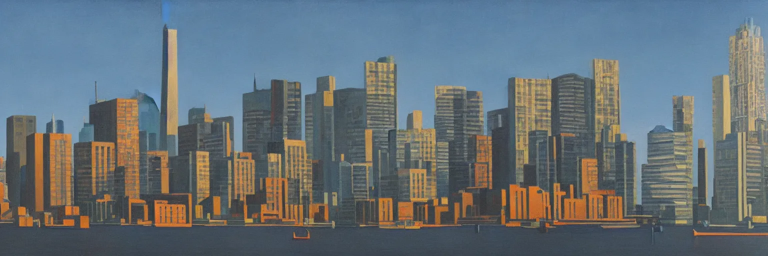 Prompt: toronto cityscape oil painting magritte