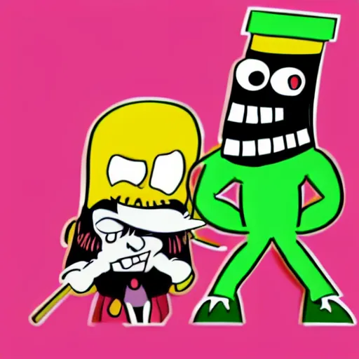 Image similar to billy and mandy rolling a cannabis joint with grim