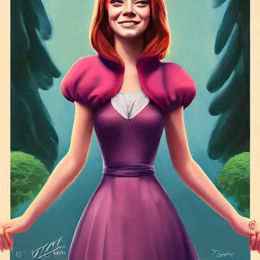 Prompt: full body lofi portrait of Emma Stone as a Disney princess, Pixar style, professional studio lightening, volumetric lightening, photorealism by Tristan Eaton Stanley Artgerm and Tom Bagshaw