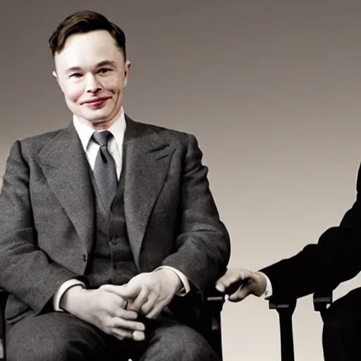 Prompt: alan turing sitting next to elon musk alan turing is with elon musk