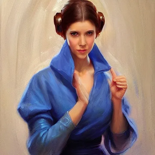 Prompt: Princess Leia from Star Wars, painting by Vladimir Volegov