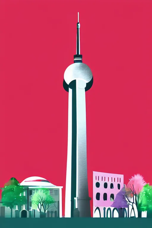 Image similar to minimalist watercolor art of berlin television tower, illustration, vector art