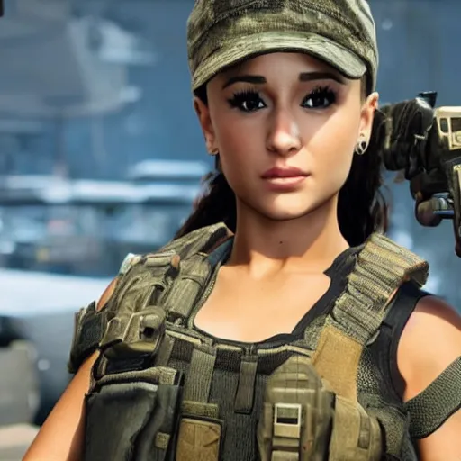 Image similar to Ariana Grande in Call of Duty, 4k