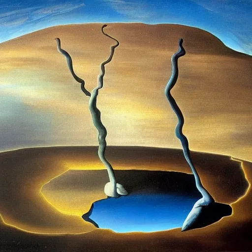 Image similar to A surrealist oil painting of a desiccated earth. Salvador Dali. Museum Quality