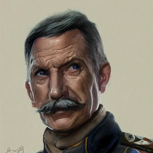 Image similar to portrait of a man by Greg Rutkowski, the grand admiral of the galactic alliance, a man in his 70s, short hair with a mustache, impeccable military composure, wearing the military uniform of the galactic alliance, Star Wars Expanded Universe, highly detailed portrait, digital painting, artstation, concept art, smooth, sharp foccus ilustration, Artstation HQ