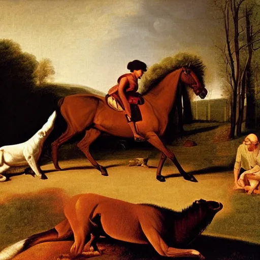 Image similar to this is hell, oil painting by george stubbs