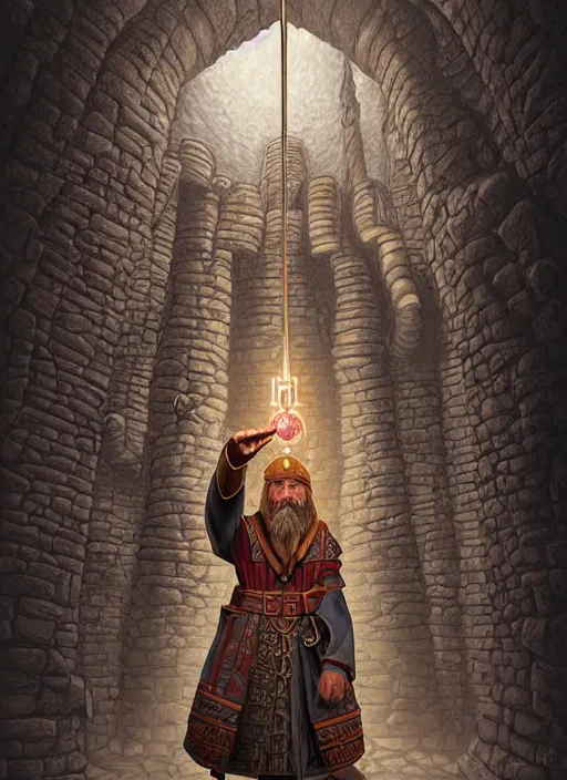 Image similar to highly detailed, hyper realistic wizard with a dungeon background by studio muti