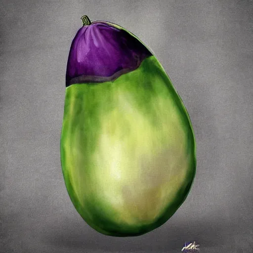 Image similar to huge eggplant looks like robot, digital art,