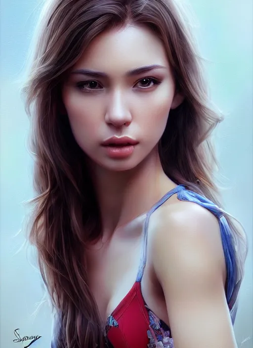 Image similar to photo of a gorgeous young woman in the style of stefan kostic, realistic, sharp focus, 8k high definition, insanely detailed, intricate, elegant, art by stanley lau and artgerm