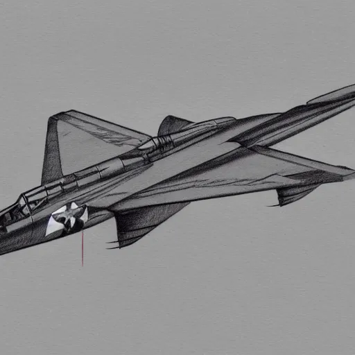 Image similar to Concept drawing of an angular WWII jet plane. Cyberpunk