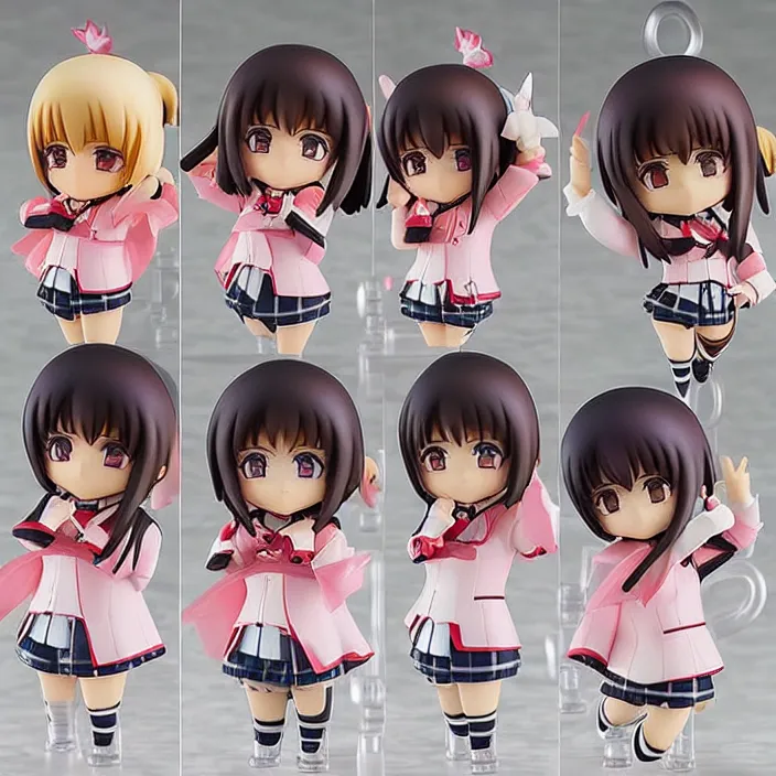 Prompt: an anime nendoroid of japanese idols akb 4 7, i love you, figurine, detailed product photo