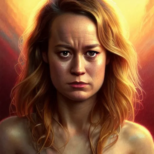 Image similar to portrait painting of brie larson as a skrull, ultra realistic, concept art, intricate details, eerie, highly detailed, photorealistic, octane render, 8 k, unreal engine. art by artgerm and greg rutkowski and charlie bowater and magali villeneuve and alphonse mucha