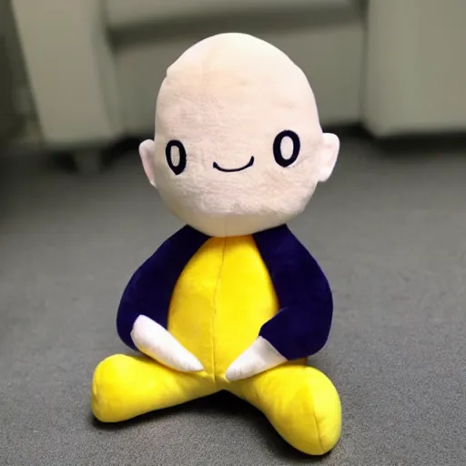 Prompt: Plushie of bored Saitama