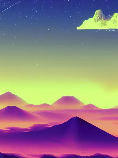 Prompt: calm, beautiful, soothing and cozy landscape, vaporwave, 4 k