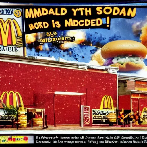 Prompt: a photo - realistic of mcdonald's getting nuked