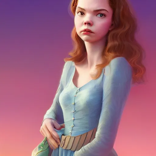 Image similar to a portrait of anya taylor - joy as a pixar character, beautiful, elegant, extremely detailed digital art, trending on artstation hyper realistic matte painting, by wlop, artgerm