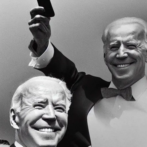 Image similar to Joe Biden's selfie taken directly after launching nukes at China, trending on twitter, trending on Instagram, viral photo