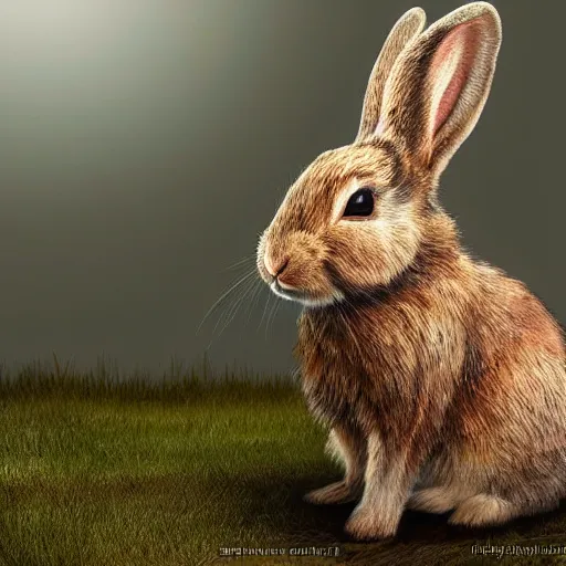 Image similar to hyper realistic bunny in shining knight armor.