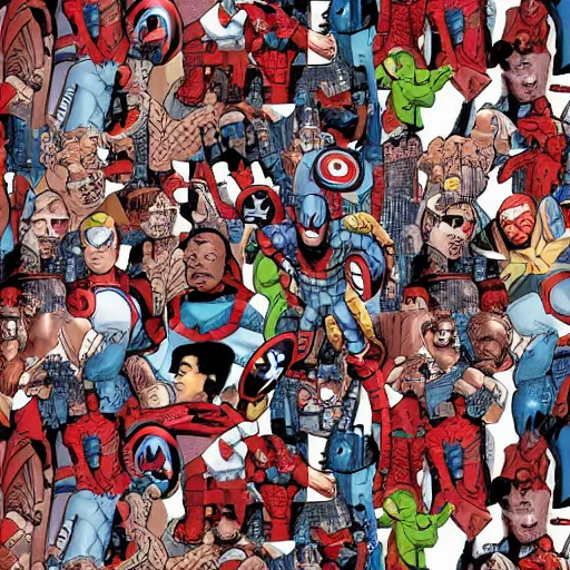 Image similar to marvel mcu where's waldo style book