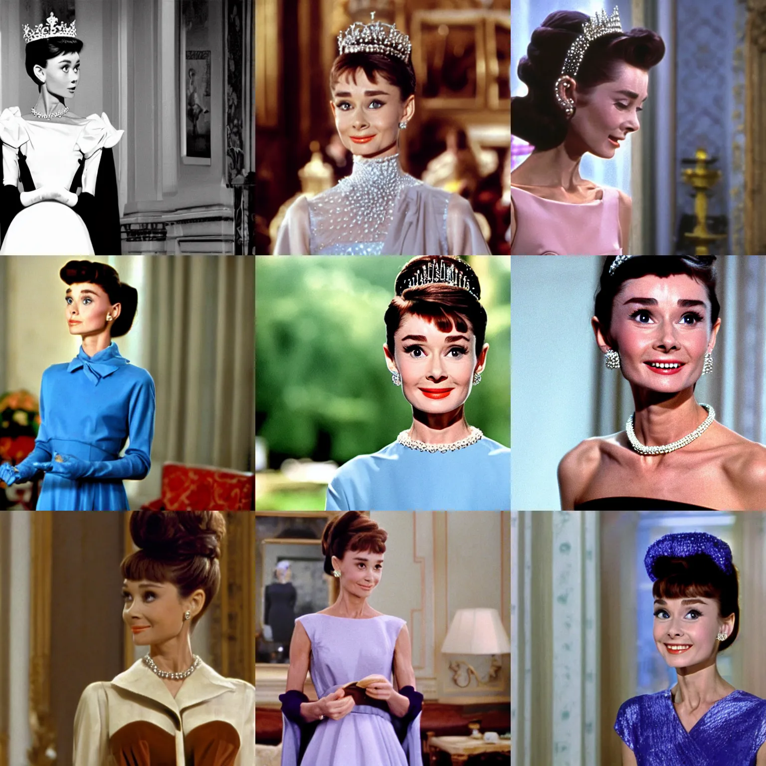 Prompt: film still of audrey hepburn as mia thermopolis in princess giaries