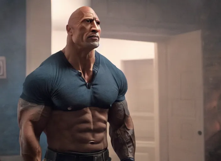 Image similar to film still of dwayne the rock johnson as homelander in the new the boys movie, 4 k