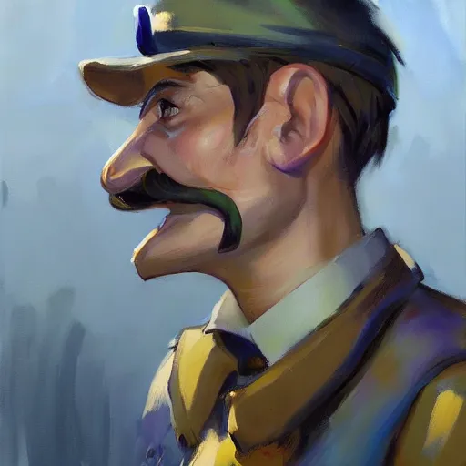 Prompt: greg manchess portrait painting of tactical waluigi, medium shot, asymmetrical, profile picture, organic painting, sunny day, matte painting, bold shapes, hard edges, street art, trending on artstation, by huang guangjian and gil elvgren and sachin teng