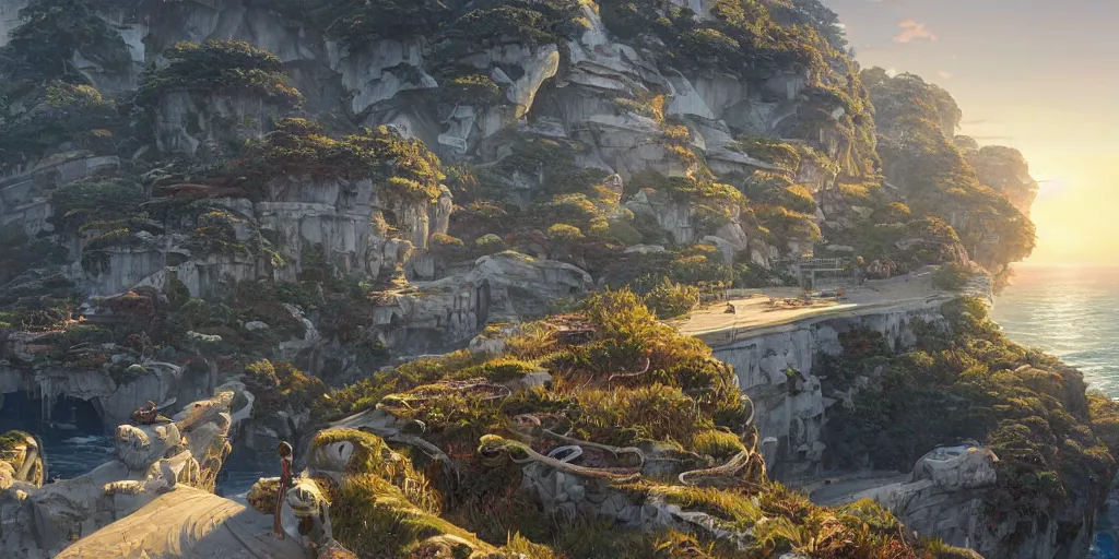 Image similar to highly detailed vanishing - point of a gleaming archipelago made of quartz in gta v, stephen bliss, unreal engine, fantasy art by greg rutkowski, loish, rhads, ferdinand knab, makoto shinkai and lois van baarle, ilya kuvshinov, rossdraws, tom bagshaw, global illumination, radiant light, detailed and intricate environment