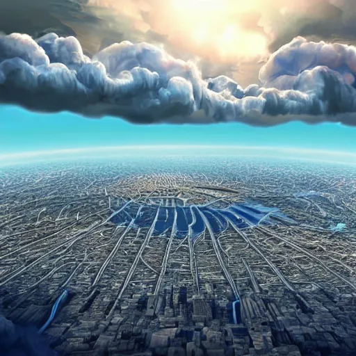 Image similar to epic floating cloud city in the sky, highly detailed digital illustration, hyper realistic, mesmerizing, 4k, HD