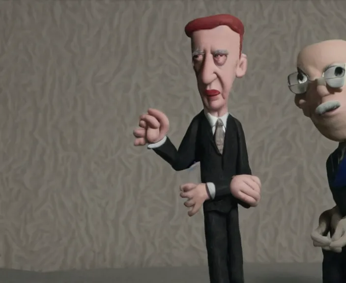 Prompt: a still of david lynch in a claymation movie by tim burton, 4 k, hi - res