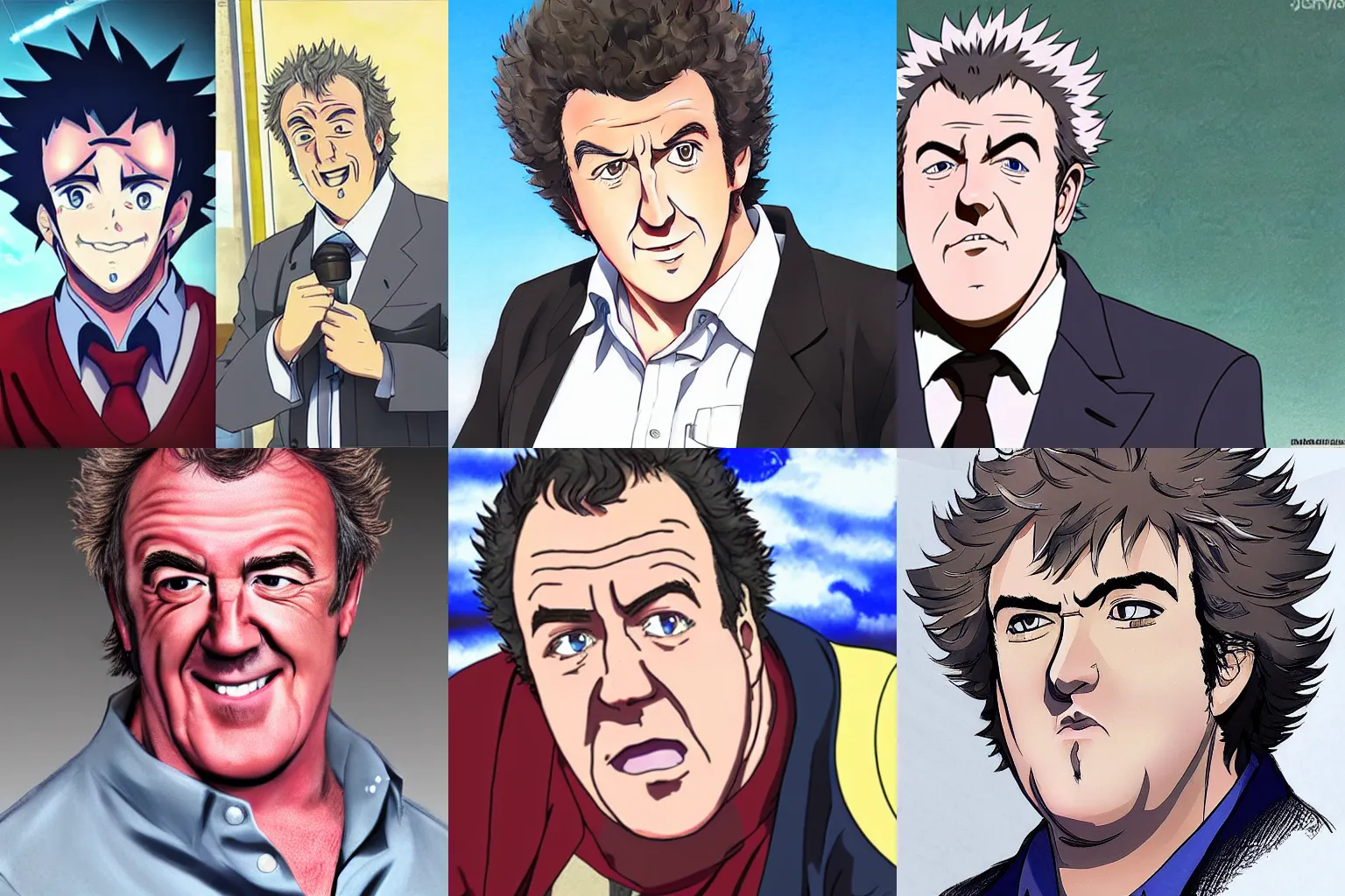 Prompt: Jeremy Clarkson as an anime character, anime concept art