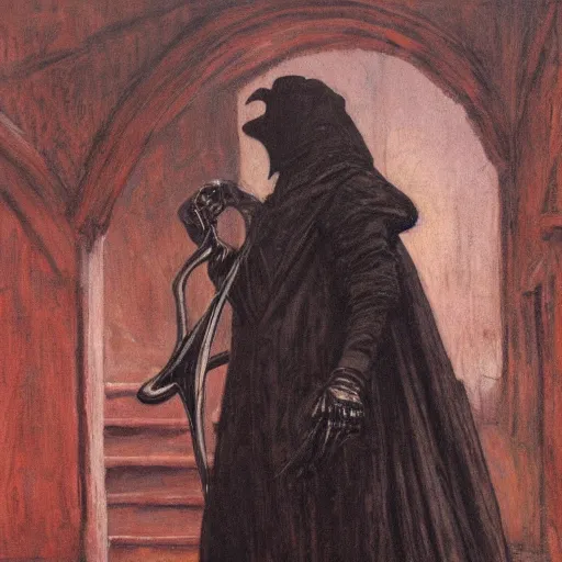 Image similar to plague doctor by edwin austin abbey