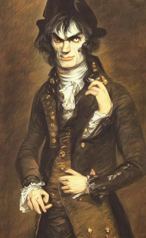 Prompt: Murdoc Niccals, painting by Thomas Gainsborough, full body