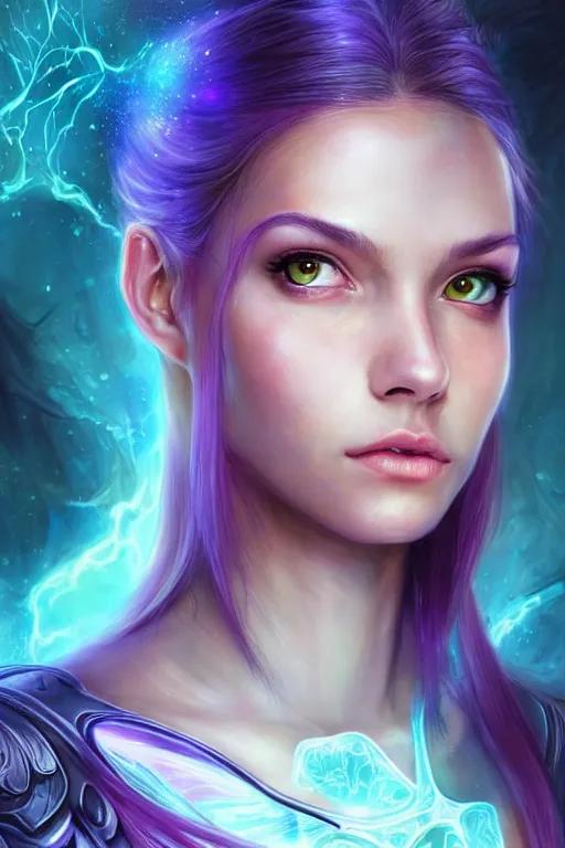 Image similar to a photographic portrait of an attractive young girl, partially clothed in ethereal armor, surrounded by colorful transparent plasma, emitting psychic powers, beautiful bone structure, perfectly proportioned face, perfect eyes, intricate, elegant, highly detailed, hyper detailed, trending on tumblr, by artgerm, by loish, fantasy scene, fantasy aesthetic, from Valerian and the City of a Thousand Planets, trending on Artstation