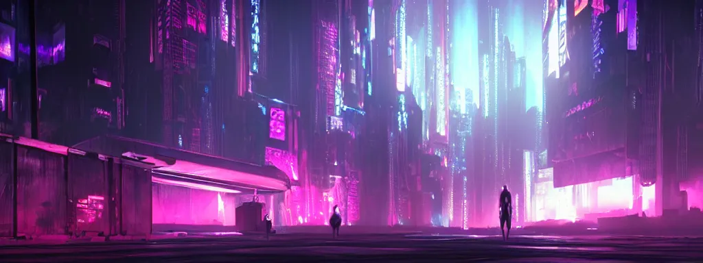 Image similar to matte painting of a dark neon cyberpunk underground rave in the film ghost in the shell, trending on artstation, 8k, ultra hd