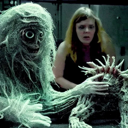 Image similar to b - grade horror film budget production a very strange creature made of cronenberg