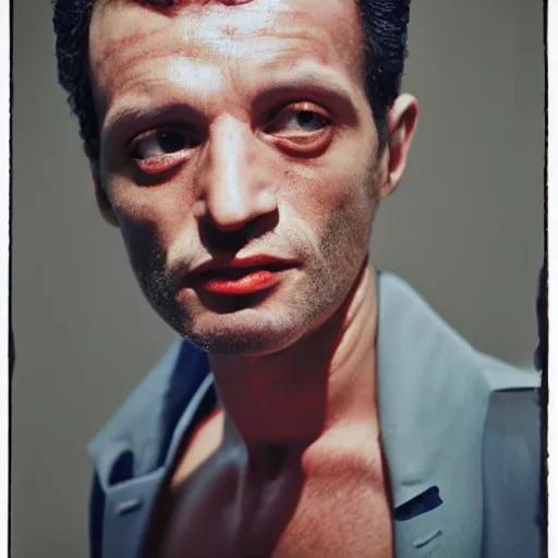 Image similar to albanian stand up comedian, colored, natural lighting, by jamel shabbaz, robert mapplethorpe, davide sorrenti