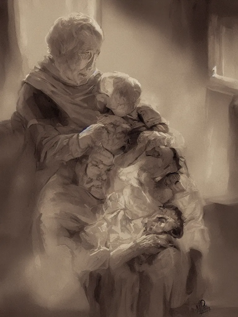 Image similar to grandmother by Disney Concept Artists, blunt borders, rule of thirds