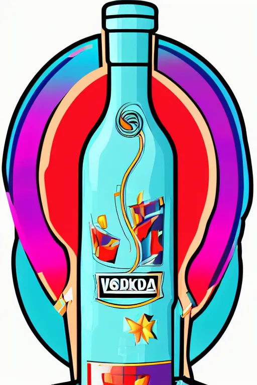 Image similar to Vodka bottle , sticker, colorful, illustration, highly detailed, simple, smooth and clean vector curves, no jagged lines, vector art, smooth