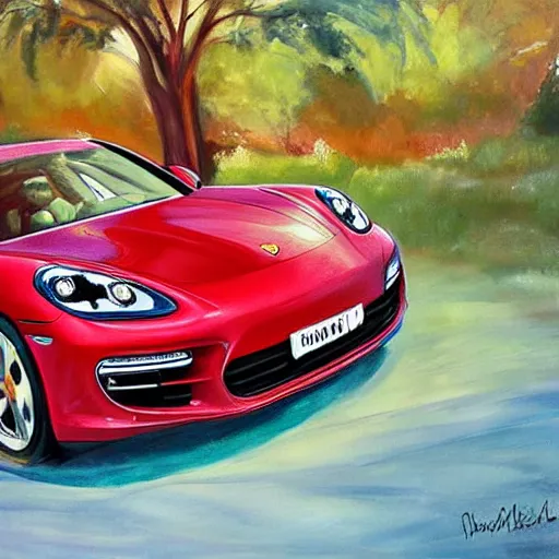 Image similar to painting of indian baby in porsche panamera