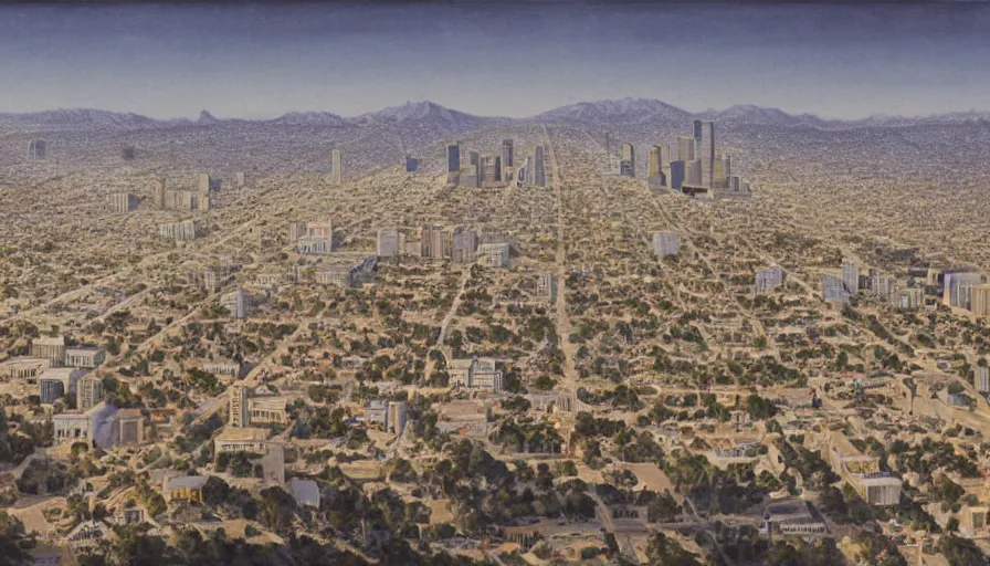 Prompt: a matte painting of los angeles by robin guthrie