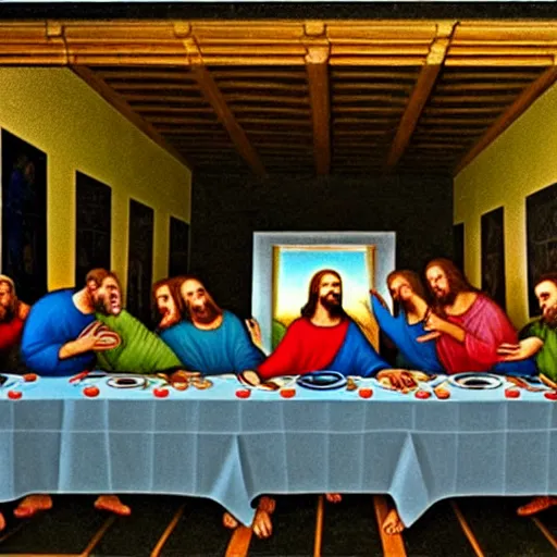 Image similar to the last supper but jesus is a denim blue audi a 4 b 6 avant ( 2 0 0 2 )