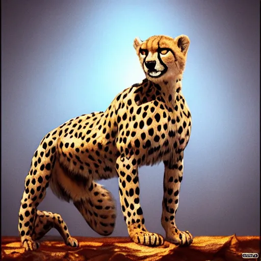 Prompt: cheetah flexing, muscular, high resolution, award winning, artstation, concept art,