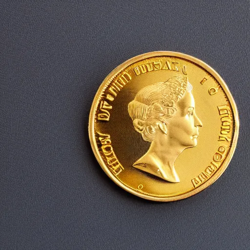 Prompt: close up photo of a gold coin, high detail, complex